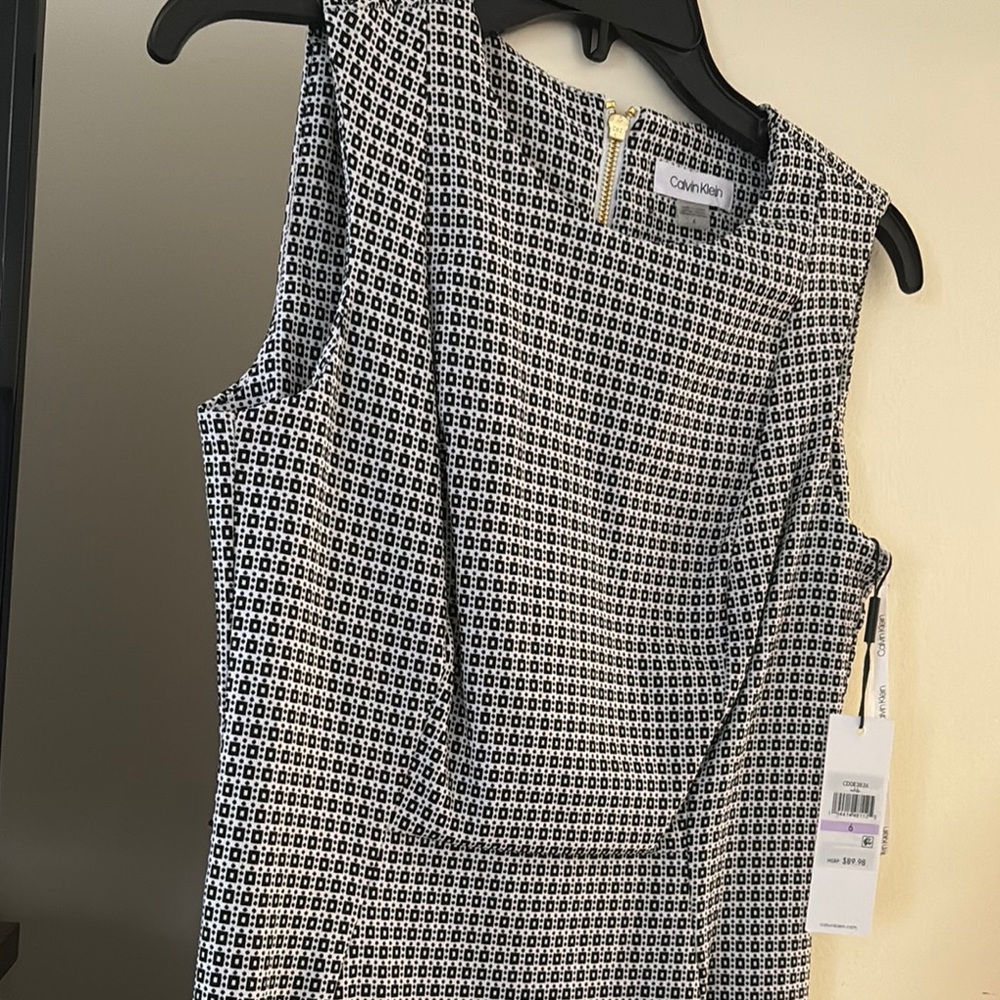 Calvin Klein Black and White Sleeveless Dress